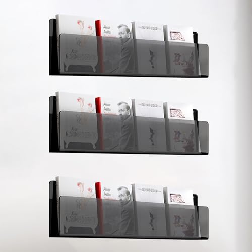 ksxnkhk 3er-Packung Zeitschriftenhalter aus Acryl zur Wandmontage, Hängeregal für Bücher, Literaturdisplay für Kinderzimmer, Büro, Schule, Prospektständer, Aufbewahrung von Schallplatten ( von ksxnkhk