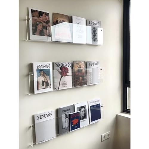 ksxnkhk 3er-Packung durchsichtiger Zeitschriftenständer aus Acryl für die Wand, dekorativer Broschürenhalter, verstellbar für Studium, Schule, Wohnmobil, transparenter Post-Organizer, Lite von ksxnkhk