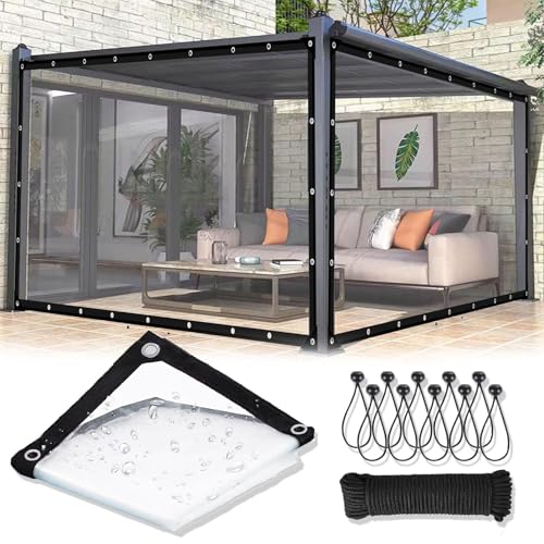 ksxnkhk 6x20FT/183x610cm Klare Planen, strapazierfähig, wasserdicht – verdickte transparente PVC-Plane mit Ösen, Kunststoff für Veranda, Terrassenüberdachung, Gewächshausabdeckung, Hühner ksxnkhk 6x20FT/183x610cm Klare Planen, strapazierfähig, wasserdicht – verdickte transparente PVC-Plane mit Ösen, Kunststoff für Veranda, Terrassenüberdachung, Gewächshausabdeckung, Hühner von ksxnkhk