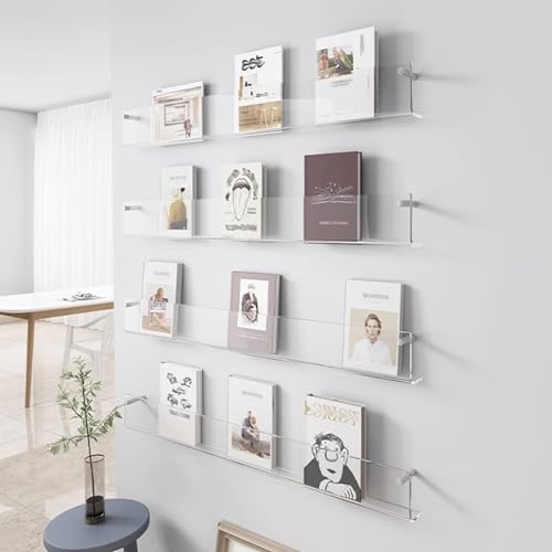 ksxnkhk An der Wand montierter Zeitschriften- und Broschürenhalter aus klarem Acryl, 1 2 3 4 Stück, Zeitungsständer für Restaurants, Badezimmer, Büros, Bücherregal, Ständer für hängende Po von ksxnkhk