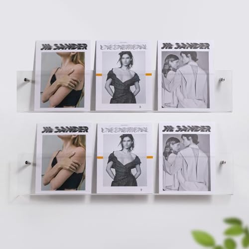 ksxnkhk An der Wand montiertes Zeitschriftenständer-Regal aus Acryl, Aufbewahrungsregal für Schallplatten im Wohnzimmer, Bücherregal für die Dekoration im Home-Office, Aktenhalter, Broschü von ksxnkhk