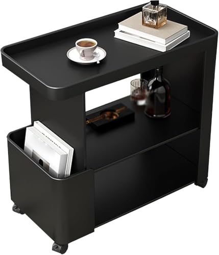 ksxnkhk Beweglicher quadratischer Beistelltisch mit Rädern – Kleiner offener Stauraum für Kaffee und Nachttisch für Schlafzimmer und Wohnzimmer (Größe: 50 x 30 x 55 cm, Farbe: Schwarz a) von ksxnkhk