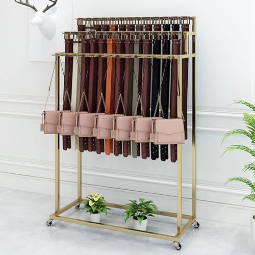 ksxnkhk Cintura Con ruote - Organizzatore di stoccaggio da pavimento in Metallo per negozi al dettaglio, espositore multifunzione per cinture, cravatte, borse, ORO - 120 × 40 × 150 cm ksxnkhk Cintura Con ruote - Organizzatore di stoccaggio da pavimento in Metallo per negozi al dettaglio, espositore multifunzione per cinture, cravatte, borse, ORO - 120 × 40 × 150 cm von ksxnkhk
