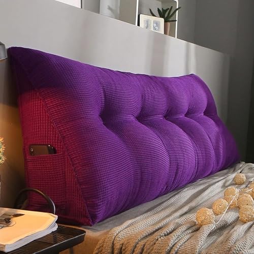 ksxnkhk Dreieckiges Kopfteilkissen, gepolstertes Keil-Lesekissen, weiches Cord-Rückenkissen für großes Kingsize-Doppelbett, abnehmbares Stützkissen für die Rückenlehne, Lila, 180 x 50 x 20 ksxnkhk Dreieckiges Kopfteilkissen, gepolstertes Keil-Lesekissen, weiches Cord-Rückenkissen für großes Kingsize-Doppelbett, abnehmbares Stützkissen für die Rückenlehne, Lila, 180 x 50 x 20 von ksxnkhk