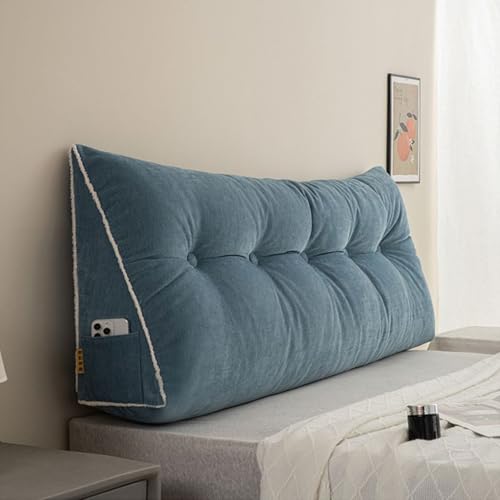 ksxnkhk Große Keilkissen, Kopfteil, dreieckiges Ruhe-Lesekissen, Lordosenstützkissen, Taillen-Rückenlehne, weiches Positionierungspolster für Sofa, Tagesbett, Blau, 150 x 50 x 20 cm ksxnkhk Große Keilkissen, Kopfteil, dreieckiges Ruhe-Lesekissen, Lordosenstützkissen, Taillen-Rückenlehne, weiches Positionierungspolster für Sofa, Tagesbett, Blau, 150 x 50 x 20 cm von ksxnkhk