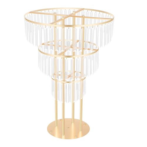ksxnkhk Hochzeitsmittelstück, hohe goldene Vasen, Kristall-Blumenständer mit hängenden Kristallen, 35,43 Zoll, 3-stufiger runder Kronleuchter-Sockel für Arrangement-Dekoration ksxnkhk Hochzeitsmittelstück, hohe goldene Vasen, Kristall-Blumenständer mit hängenden Kristallen, 35,43 Zoll, 3-stufiger runder Kronleuchter-Sockel für Arrangement-Dekoration von ksxnkhk