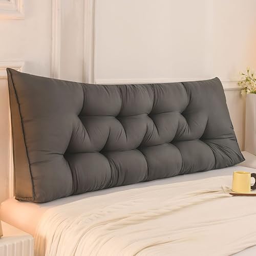 ksxnkhk Kingsize-Kissen-Kopfteil für Bett und Rückenlehne aus weich gewaschener Baumwolle mit hochelastischer PP-Füllung, Keilkissen für Tagesbetten zum Lesen und Ausruhen, Dunkelgrau, 79 von ksxnkhk