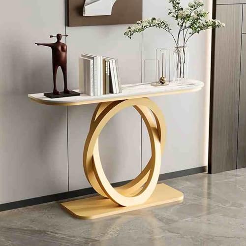 ksxnkhk Konsolentisch für den Eingangsbereich, moderner Eingangstisch, schmales langes Sofa mit geometrischem Metallrahmen, Flur, Foyer, Eingang, Wohnzimmer (Gold, 100 cm) von ksxnkhk