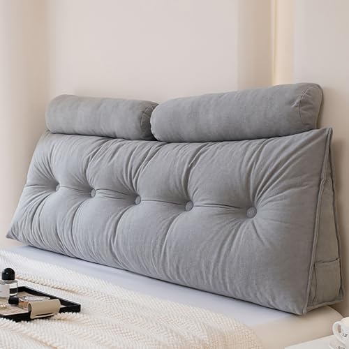 ksxnkhk Kopfteilkissen, Kingsize-Keilkissen für das Bett zur Positionierung der Rückenlehne, zur Unterstützung der Ruhe, Lesekissen, Kissen, Grau, 79 Zoll von ksxnkhk