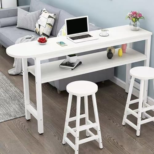 ksxnkhk Langer Stehtisch, hoher Kneipentisch, rechteckige Sofakonsole, Esstisch, Couchtisch, für Enge Räume, Wohnzimmer, Küchenfrühstückstisch, einfach aufzustellen (weiß, 220 x 40 cm) von ksxnkhk
