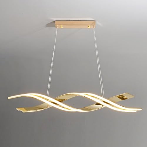 ksxnkhk Moderne Pendelleuchte LED-Kronleuchter Linear Wave Esstischleuchte Spiral-Hängelampe 3000K Kronleuchter für Kücheninsel Frühstücksbereich Wohnzimmer Restaurant Star of von ksxnkhk