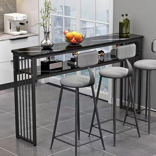 ksxnkhk Pub-Tisch, hoher Stehtisch, rechteckige Sofakonsole, Langer Esstisch, Couchtisch, für Enge Räume, Wohnzimmer, Küchenfrühstückstisch (schwarz, 80 x 40 cm) von ksxnkhk