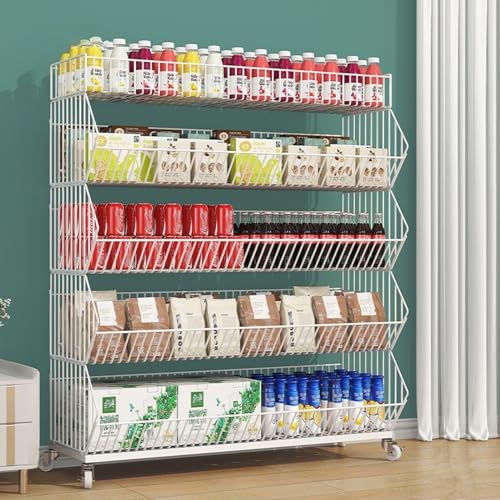 ksxnkhk Snackregal-Organizer mit 4 und 5 Ebenen für Zimmer, Obst- und Gemüseregal für Großhandel, Supermärkte, Läden, Küchen, Garagen, Draht-Aufbewahrungswagen, Chipstütenhalter (Farbe: We ksxnkhk Snackregal-Organizer mit 4 und 5 Ebenen für Zimmer, Obst- und Gemüseregal für Großhandel, Supermärkte, Läden, Küchen, Garagen, Draht-Aufbewahrungswagen, Chipstütenhalter (Farbe: We von ksxnkhk