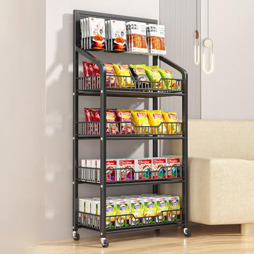 ksxnkhk Supermarktregal, 4-lagig, Regale für Einzelhandelsgeschäfte, Snackläden, Medikamentenständer mit Haken, Obst- und Gemüse-Organizer für die Küche zu Hause, Chipstütenhalter (Farbe: ksxnkhk Supermarktregal, 4-lagig, Regale für Einzelhandelsgeschäfte, Snackläden, Medikamentenständer mit Haken, Obst- und Gemüse-Organizer für die Küche zu Hause, Chipstütenhalter (Farbe: von ksxnkhk