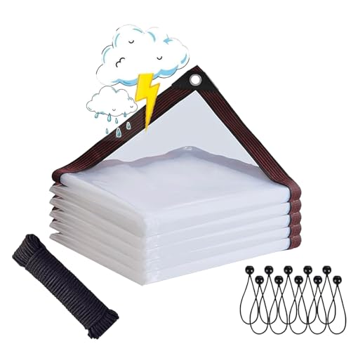 ksxnkhk Transparente Plane, 9 x 11 Fuß, mittelschwer, wasserdicht, Neue Materialabdeckung, Ösen alle 50 cm, zum Abdecken von Hühnerstall, Veranda, Überdachung, Pflanzen, Camping, transpar ksxnkhk Transparente Plane, 9 x 11 Fuß, mittelschwer, wasserdicht, Neue Materialabdeckung, Ösen alle 50 cm, zum Abdecken von Hühnerstall, Veranda, Überdachung, Pflanzen, Camping, transpar von ksxnkhk