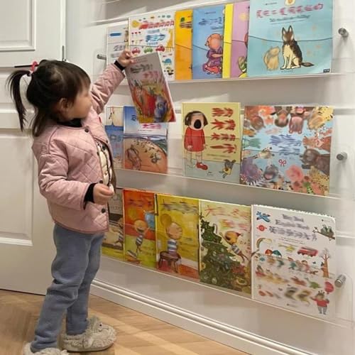ksxnkhk Wandhalterung, Acryl, Zeitschriftenhalter, Literaturanzeige, transparent, 3er-Pack, Hängeregal für Bücher und Broschüren für Büro und Schule, dekorative Aktenhalter, 40, 50, 60, 70 von ksxnkhk