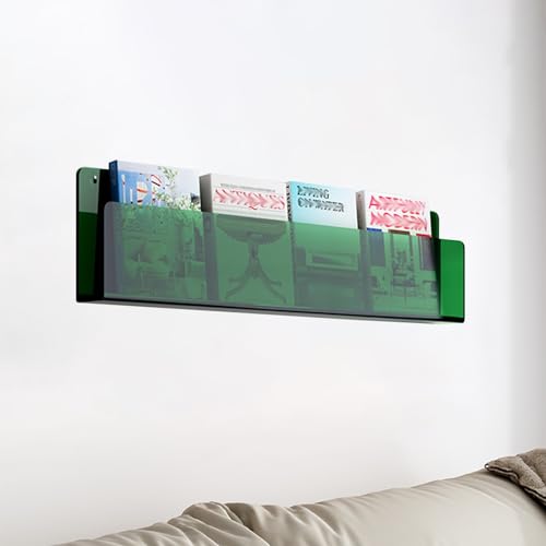 ksxnkhk Wandhalterung für Zeitschriften-Organizer aus Acryl, Bücherständer, Literaturregal für Geschäfte, Heimrestaurants, Hängeregal für Schallplattenhalter (Farbe: Grün, Größe: L 60 cm) von ksxnkhk