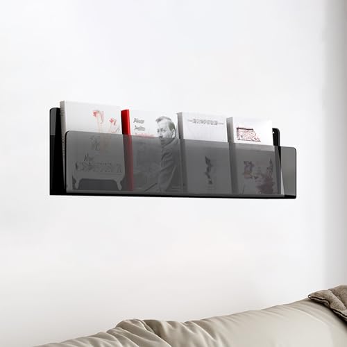 ksxnkhk Wandhalterung für Zeitschriften-Organizer aus Acryl, Bücherständer, Literaturregal für Geschäfte, Heimrestaurants, Hängeregal für Schallplattenhalter (Farbe: Schwarz, Größe: L 40 c von ksxnkhk