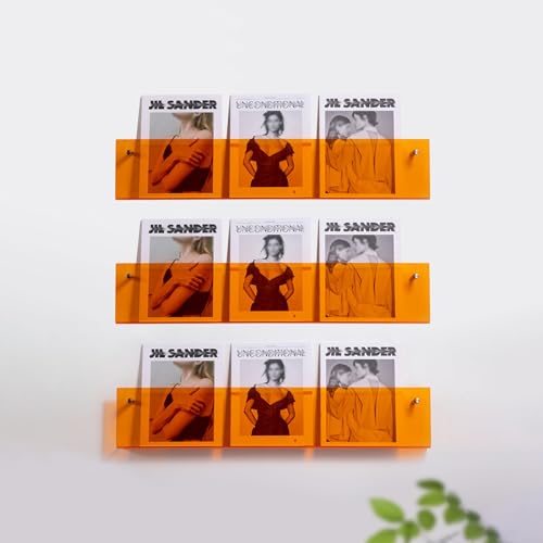 ksxnkhk Wandhalterung für Zeitschriften-Organizer aus Acryl, Zeitungshalter, Bücherregal für Badezimmer, Büro, Schule, Wohnmobil, 3-teiliger Broschürenständer, Aufbewahrungsregal (Farbe: O von ksxnkhk