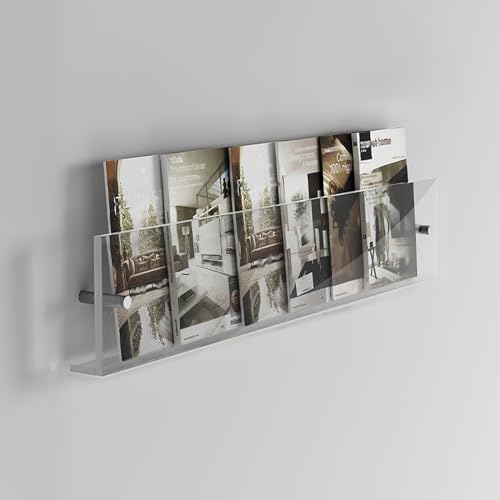 ksxnkhk Zeitschriftenständer aus transparentem Acryl zur Wandmontage, Aktenordner zur Aufbewahrung von Zeitungen, Post, Broschüren, Ordnern, Schallplattenregal, Bücherregal, Literaturhalte von ksxnkhk