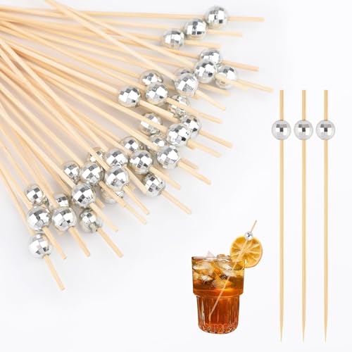 100 PCS Disco Ball Cocktail Picks 4,7 Zoll Disco Ball dekorative Vorspeisen Zahnstocher Silber Cocktail Spieße Bambus Cocktail Spieße Sticks für Disco themed Dekoration Party Supplies 100 PCS Disco Ball Cocktail Picks 4,7 Zoll Disco Ball dekorative Vorspeisen Zahnstocher Silber Cocktail Spieße Bambus Cocktail Spieße Sticks für Disco themed Dekoration Party Supplies von ktxaby