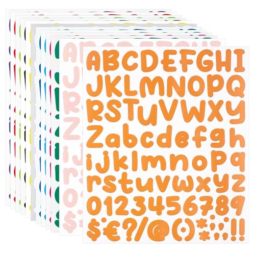 12 Blätter 972Pcs Kleine Buchstaben Zahlen Aufkleber 2.5cm Vinyl Buchstaben Aufkleber Farbige Kunst Alphabet Aufkleber Selbstklebende Aufkleber Wasserdichte Zahlen Aufkleber für Briefkasten Zeichen von ktxaby