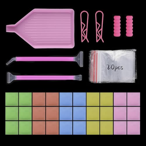 137 Stück 5D Diamond Painting Zubehör Set mit Diamant Malerei Wachs Versiegelt Beutel,Diamont Stift,Anti Rutsch Clip Leinwand Clip Diamant Tablett für DIY Kunsthandwerk Malerei von ktxaby