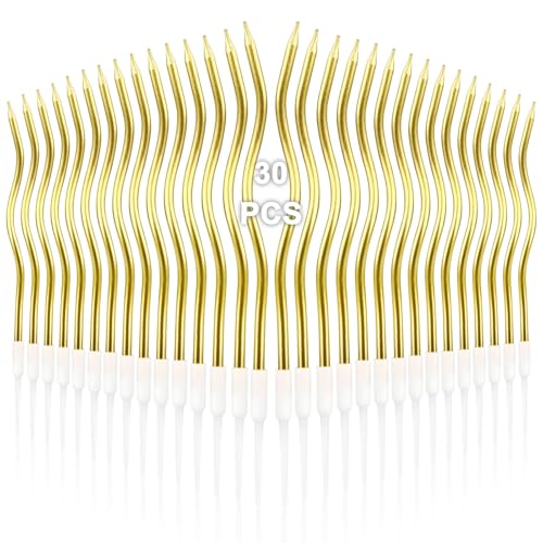 30 Stück Geburtstagskerzen Gold, Spiral Kuchen Kerzen mit Halter, Lange Dünne Geburtstagskerzen für Kuchen Cupcakes Torte, Party Hochzeit Dekoration 30 Stück Geburtstagskerzen Gold, Spiral Kuchen Kerzen mit Halter, Lange Dünne Geburtstagskerzen für Kuchen Cupcakes Torte, Party Hochzeit Dekoration von ktxaby