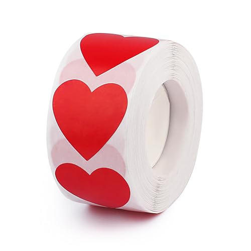 Ktxaby 500 Stück Rot Herz Aufkleber, 2.5cm Selbstklebende Etiketten Herzförmige für Hochzeiten Valentinstag Scrapbooking Geschenke Dekoration Hochzeit von ktxaby