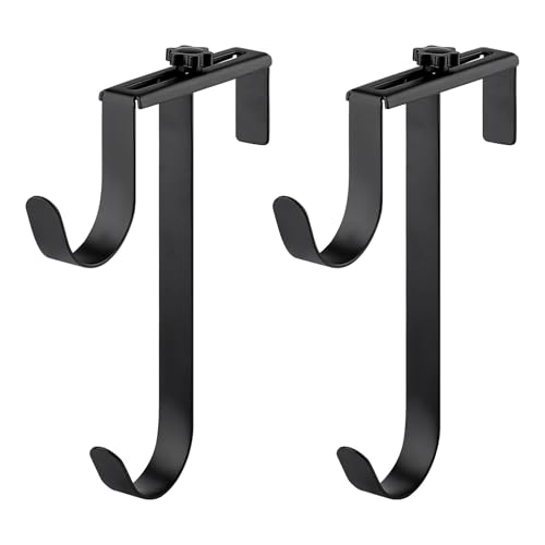 ktxaby 2Pcs Einstellbare Pool Pole Hanger Double Pool Pole Hooks Rustproof Pool Haken Rust Resistant Metal Equipment Hooks for Wall Hanging Tool Pole Swimming Pool Zubehör (Schwarz) von ktxaby