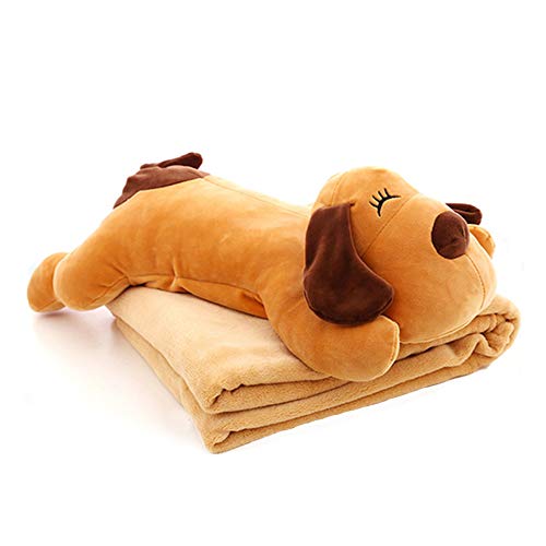 kuaetily Plüsch Kissen mit Decke Set, 2 in 1 gefüllt Tier Spielzeug,Warm Nap Decke Niedlich Plüschtier mit weichem Blanket Süßes Geschenk für Kinder und Freunde.(Hund) von kuaetily