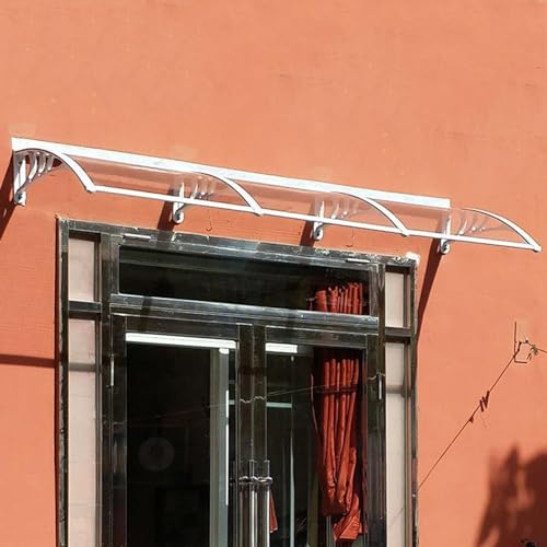 kubeier Terrassenfenster Haustürvordach, Pultvordach Transparentes Polycarbonat, UV-Regen-Schnee-Schutz Haustür Überdachung, Moderne Eingangs Polycarbonattransparent Pultvordach,80×160cm/31×63" von kubeier