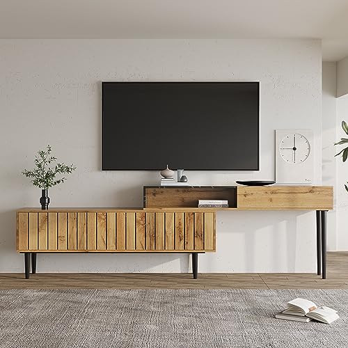 kubeier Konsole mit Metallbeinen - Kommode - Sideboard - Buffet - Schrank - Moderner TV-Ständer mit Marmor- und Holzmaserungsdesign, mit viel Stauraum für Ihr Wohnzimmer von kubeier