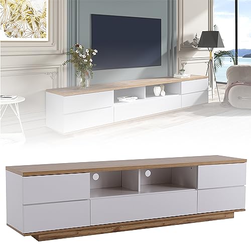 kubeier TV-Schrank 180L x 38 B x 46 H(cm), TV-Lowboard im modernen Stil, Fernsehschrank, Fernsehtisch, Beistelltische, Sideboard mit 2 Türen für Wohnzimmer, Küche von kubeier