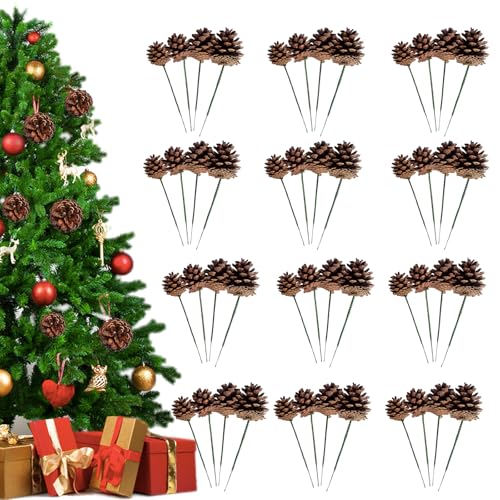 48 Stück natürliche Tannenzapfen für Weihnachten, 4 Größen, rustikal, natürliche Tannenzapfen, Handwerk mit Draht, Tannenzapfen, Ornamente für Weihnachtsbaumschmuck, Herbst, Erntedankfest, Herbst von kuchisity