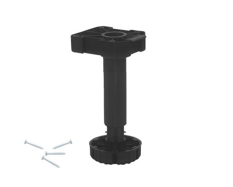 kuechenkonsum Möbelfuß Möbelfuß 200 mm höhenverstellbar 190-218 mm Kunststoff schwarz von kuechenkonsum