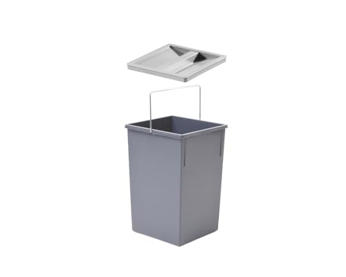 Hailo Inneneimer 1091309 | Abfalleimer 15 Liter mit Deckel | in den Maßen 220 x 230 x 350 mm | Hellgrau von kuekom