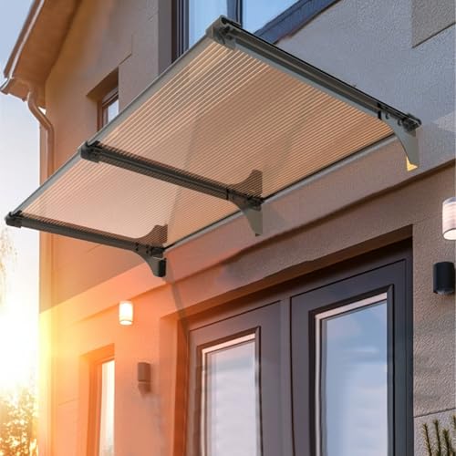 Flammhemmende Vordach für Haustür,Vordach Haustürvordach,Regenschutz,Sonnenschutz Türvordach Haustürdach Pultvordach für Garage,Balkon,Fenster,Haus,Tragkraft 200kg (65x150cm/26 x59) von kufu01