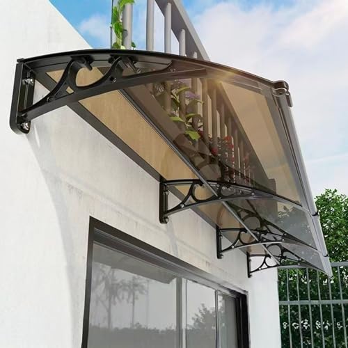 Gebogene Türdach Pultbogenvordach,Haustürvordach Pultvordach aus 2.5mm Dicke Transparentes Polycarbonat,99% Uv-Schutz,Schnee- und Windschutz Türvordach,Modernes Design (60x70cm/24 x28) von kufu01