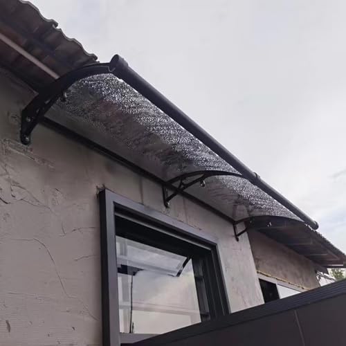 Große Türvordach,Pultbogenvordach,UV-Regen- und Schneeschutz Vordach für Eingangstür,Vordach Haustür aus Aluminium und Polycarbonat,Modern Pultvordach,mit Zubehör (80x520cm/32 x205) von kufu01