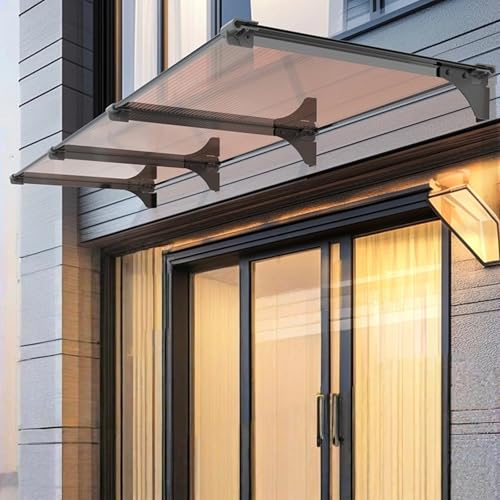 Modernes Vordach für Eingangstür,Uv-Schutz Vor Regen und Schnee Pultbogenvordach,Breite 40/65/80/100/120/150 cm Optional,Vordach Haustür Überdachung,Türvordach mit Zubehör (120x170cm/47 x67) von kufu01