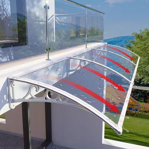 Modernes Vordach für Haustür,Vordach für Eingangstür Schutz Gegen Regen und UV-Strahlen,Türvordach Pultbogenvordach aus Polycarbonat,mit Halterung in Schwarz/Weiß/Grau/Gold (80x120cm/32 x47,White) Modernes Vordach für Haustür,Vordach für Eingangstür Schutz Gegen Regen und UV-Strahlen,Türvordach Pultbogenvordach aus Polycarbonat,mit Halterung in Schwarz/Weiß/Grau/Gold (80x120cm/32 x47,White) von kufu01