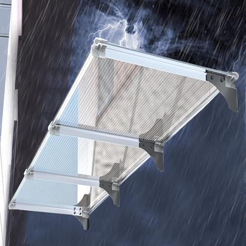 Transparentes Vordach Haustür Überdachung,Türvordach,Pultbogenvordach,UV-Schutz vor Regen und Schnee Aluminium Vordach Haustürvordach Stoßfest bis 200 kg,Modernes Design (40x150cm/16 x59) von kufu01