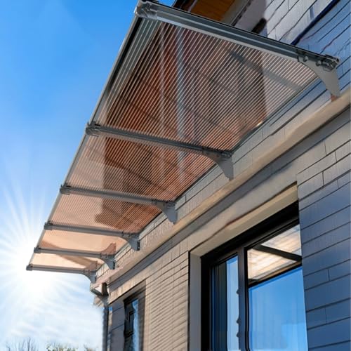 Türvordach,Pultbogenvordach,Selbstreinigende Vordach für Eingangstür,Haustürvordach Pultvordach für Balkon,Dach Vor Regen und Uv-Schutz,Vordach für Eingangstür mit Zubehör (65x80cm/26 x32) von kufu01