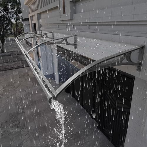 UV-Schutz Vordach Haustür Überdachung,Türdach Pultbogenvordach aus Aluminium und Polycarbonat,Türvordach,Türdach Überdachung,Vordach Haustürvordach Wetterschutz,mit Zubehör (60x110cm/24 x43) von kufu01