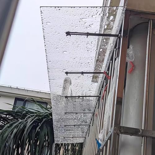 UV-Schutz vor Regen und Schnee Vordach für Haustür,Transparentes Pultbogenvordach,Pultvordach,Türvordach aus Polycarbonat,Leicht Zusammenzubauen Vordach für Eingangstür (40x40cm/16 x16) von kufu01