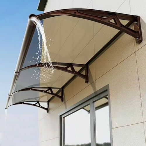 Uv-Schutz vor Regen und Schnee Vordach für Haustür,Pultbogenvordach,Pultvordach,Pultvordach und Türüberdachung,60/80/100/120/150 cm Breite Optional,für Garage,Balkon,Haus (60x420cm/24 x165) von kufu01