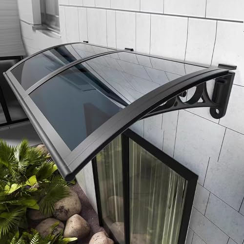 Vordach Haustür,Vordach Haustürvordach,UV-Schutz Regenschutz Türvordach Haustürdach Pultvordach aus 2.5 mm Polycarbonat und Aluminium Rahmen,60/80/100/120/150 cm Breite (120x220cm/47 x87) von kufu01