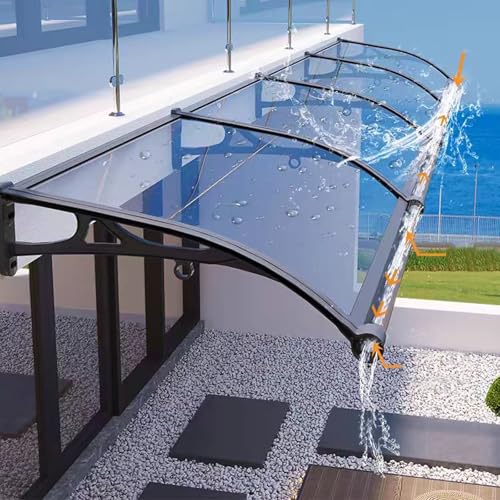 Vordach Haustür Überdachung, UV-Schutz Vor Regen Und Schnee, Türdach 60/80/100/120/150 cm Breite für Eingangstür, Mit Zubehör (80x240cm/32 x94,C) von kufu01