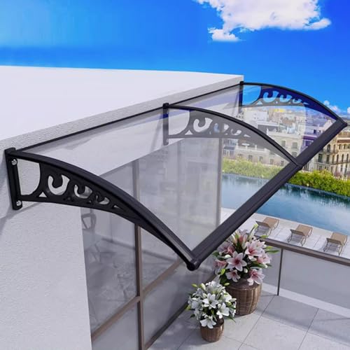 Vordach Haustür Überdachung,Haustürvordach Pultvordach aus 2.5mm Dicke Transparentes Polycarbonat,Türvordach,Pultbogenvordach,Uv-Regen-Schnee-Schutz Vordach für Eingangstür (100x200cm/39 x79) von kufu01
